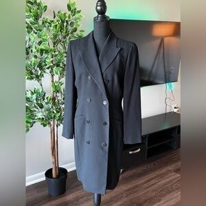 Ellen Tracy Black Long Coat Size 10 Reversible Button Closure